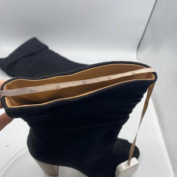 FSJ Black Stylish Peep Toe Slouch Chunky Stacked Heels Ankle Boots - Picture 12 of 13